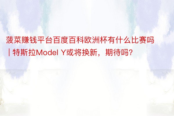 菠菜赚钱平台百度百科欧洲杯有什么比赛吗 | 特斯拉Model Y或将换新，期待吗？